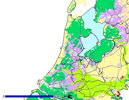 Weidevogels in SAN-gebieden in West-Nederland Figuur 1.2. Sterk vereenvoudigde bodemkaart van het westelijk Nederland (bron: www.bodemdata.