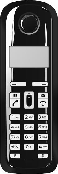 Gigaset AL110 Overzicht van de handset 1 Laadniveau van de batterijen 2 Displaytoetsen 3 Berichtentoets knippert: nieuwe berichten aanwezig 4 Telefoonboek-toets 5 Navigatietoets (u) 6