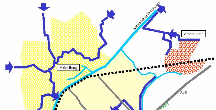- Plangebied: de Middelburgse stadswateren - waterpartijen. Het watersysteem in Middelburg bestaat eigenlijk uit twee aparte watersystemen die gescheiden worden door het Kanaal door Walcheren.