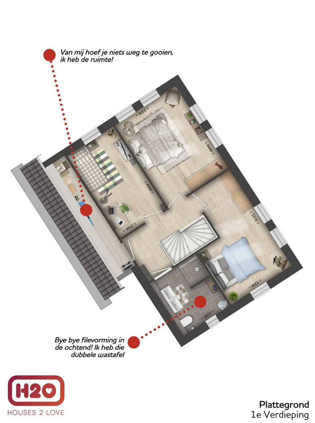 Plattegrond 1e Verdieping H2O -