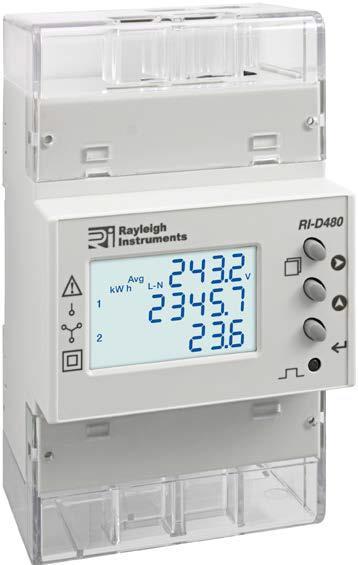 RI-D480 meet 4 belastingen met 4 stuks easy wire 3 fasen stroomtrafos Single and 3 phase 4 wire network, balanced or unbalanced load operation 4 module dinrail mounted Integrated Built in RS485