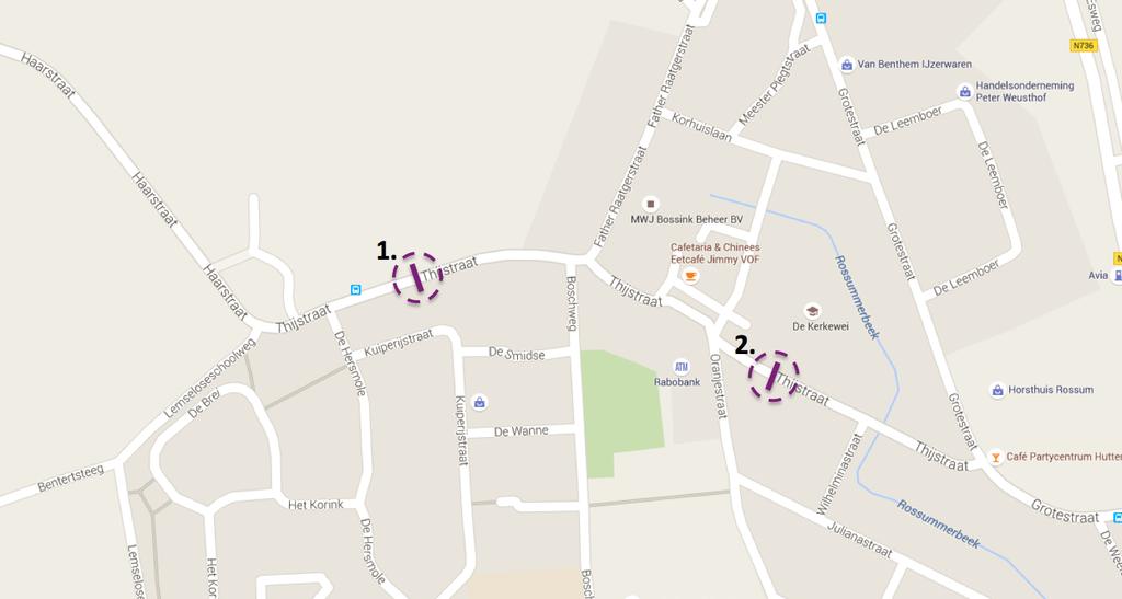 3 Huidige verkeersintensiteiten Op de volgende twee locaties zijn verkeerstelling uitgevoerd. Zie ook afbeelding 3.1; 1. Thijstraat, tussen De Hersmole en Boschweg 2.