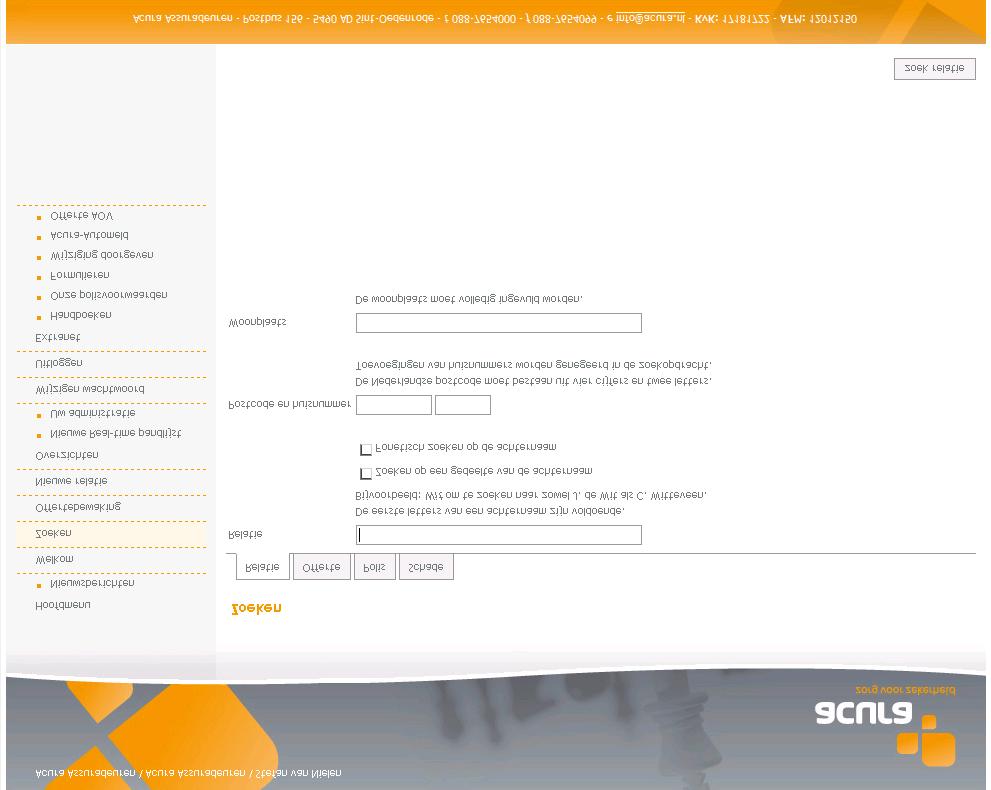 2. Informeren 2.1 Uw administratie raadplegen In het keuze menu links kiest u voor zoeken.