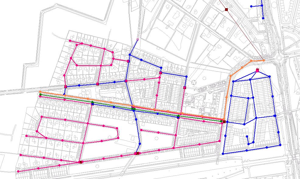 4. ONTWERP HWA-STELSEL 4.1. HWA zuidelijk deel 4.1.1. Structuur De structuur van het regenwaterriool is gebaseerd op het stratenpatroon.