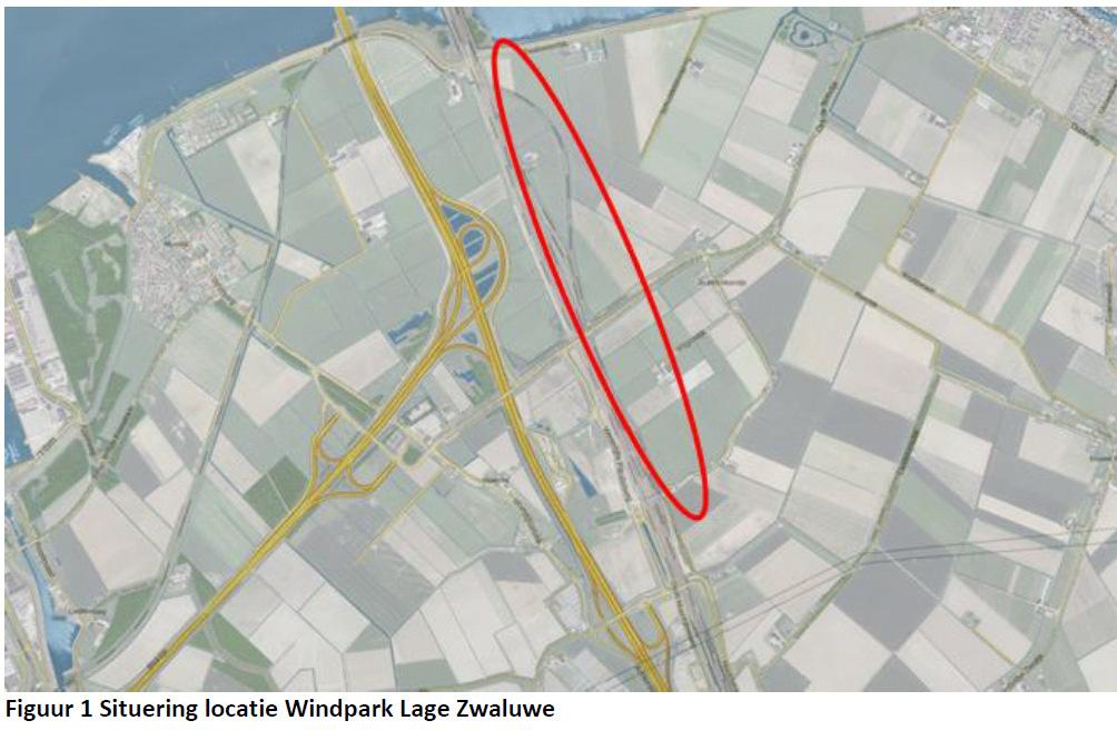 BIJLAGE 2. OVERZICHTSTEKENING Windpark Lage Zwaluwe ligt ten oosten van het verkeersknooppunt Klaverpolder.