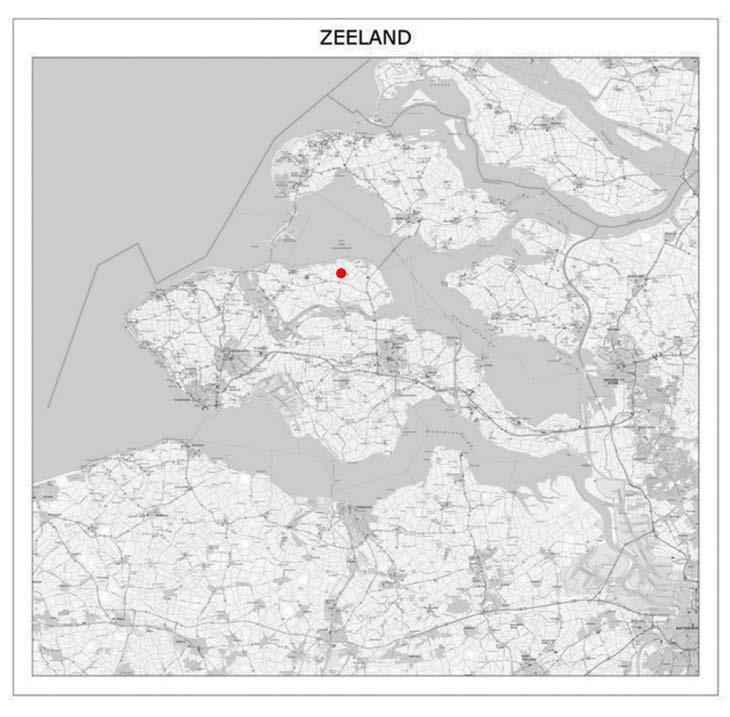 Afbeelding 2. De ligging van het plangebied (rode stip) in de Provincie Zeeland. 1.