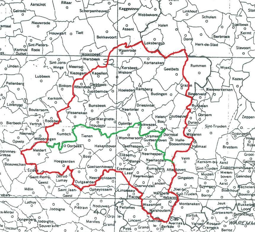 Glabbeek, Bunsbeek, Zuurbemde, Attenrode, Wever/Waanrode, Kersbeek-Miskom, Kortenaken, Hoeleden, Ransberg/ Geetbets,Grazen/ Budingen, Zoutleeuw, Helen-Bos, Dormaal, Halle-Booienhoven/Neerlanden,