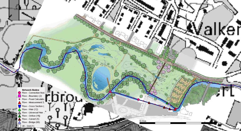 3.1.2 Settings Figuur 3-2: Model ingezoomd op de projectlocatie Voor de verschillende modelberekeningen moeten er settings aan SOBEK meegegeven worden.