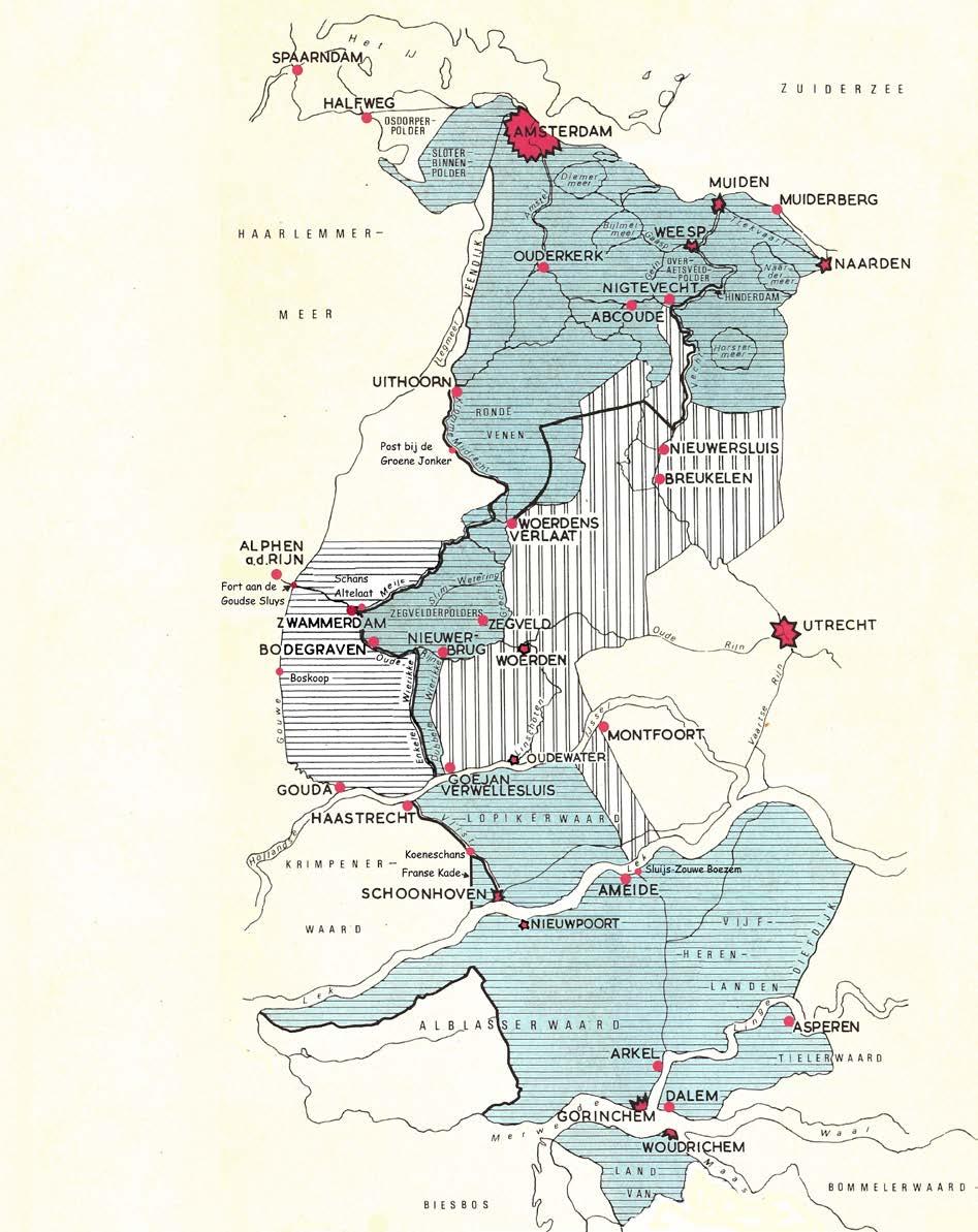 Kaart van de Oude Hollandse Waterlinie en het