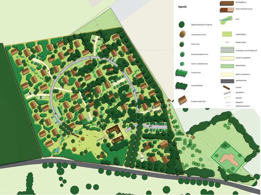 5 Toekomstige Situatie Het voornemen is om ter plaatse van de huidige camping de Wolfsberg in Noorbeek (gemeente Eijsden- Margraten) 62 vakantievilla's te bouwen en het voorzieningengebouw aan te