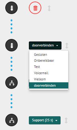 Door op één van de stapicoontjes te klikken verschijnt er een prullenbakje, door op het prullenbakje te klikken verwijder je een stap.