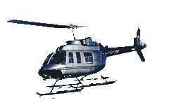 Als de piloot de stuurknuppel beweegt, verandert de helikopter van richting.