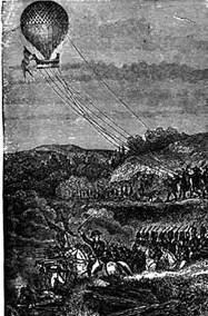 De ballon dreef mee met de wind. de luchtballon in het leger Sturen Graaf von Zeppelin blijft aan de luchtballons denken.
