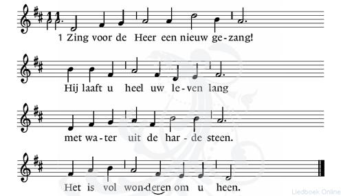 . lied 655 Zing voor de Heer een nieuw gezang vers 1, 2, 3 en 4 tekst; W.Barnard mel; F.Mehrtens 2. Hij gaat u voor in wolk en vuur, gunt aan uw leven rust en duur en geeft het zin en samenhang.