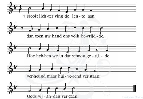 . Lied 709 Nooit lichter ving de lente aan tekst; A.den Besten mel; W.Vogel 2.