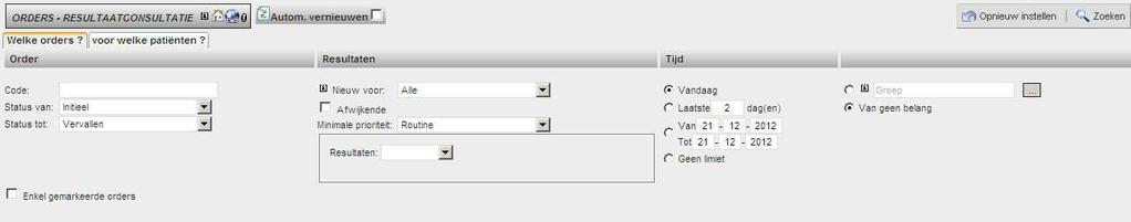 3.3 RESULTATEN VIA ORDER Wilt u de resultaten van alle orders van uw praktijk/organisatie binnen een bepaalde