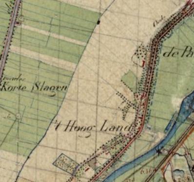 Uit de geraadpleegde kaarten blijkt dat ter plaatse van de onderzoekslocatie in 849, 89 en 94 sprake was van agrarisch gebied, bekend als polder t Hoog Land.