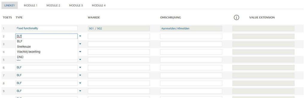 Afbeelding 59: Programmeren toestelknoppen Kies eerst de locatie op het toestel welke u wilt configureren.