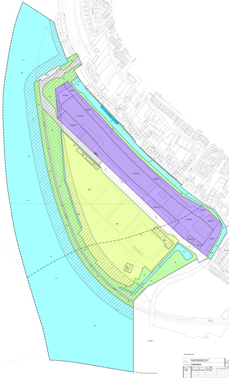 Figuur 2b: Plankaart geldend bestemmingsplan 'Rivieroevers' Voor het besluitgebied van de voorliggende beheersverordening vigeert momenteel het bestemmingsplan "Rivieroevers", dat door de