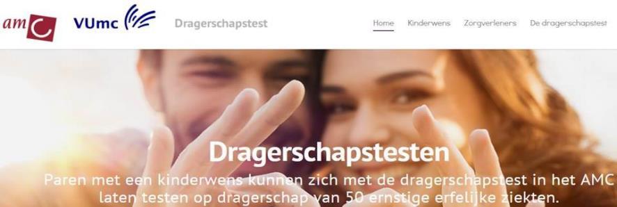 AMC: brede dragerschapstest 50 ziekten CF, SMA, Sikkelcelziekte, Bèta-thalassemie, Ashkenazi joodse aandoeningen, founder mutaties Beschikbaar