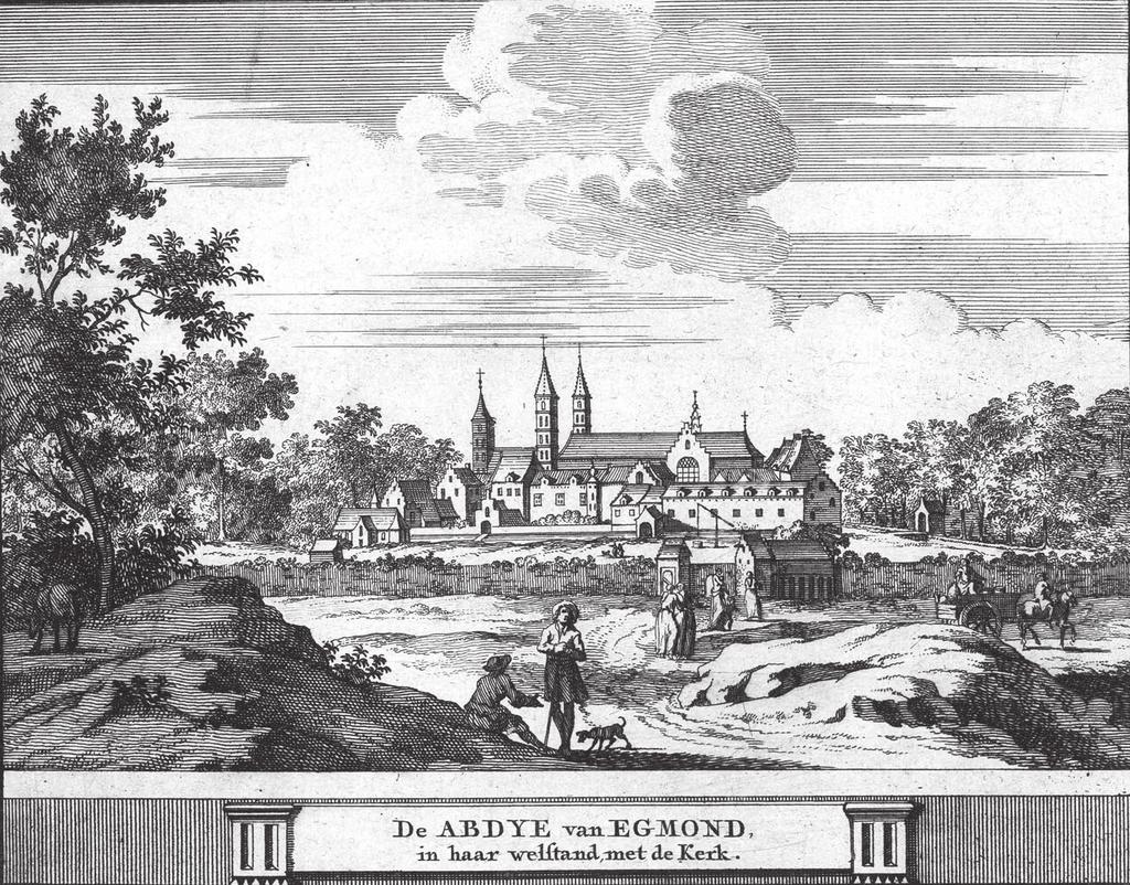 De abdij van Egmond in de zestiende eeuw. de hulp van Hendrik II kon Dirk III zijn gezag als graaf daadwerkelijk gaan uitoefenen.