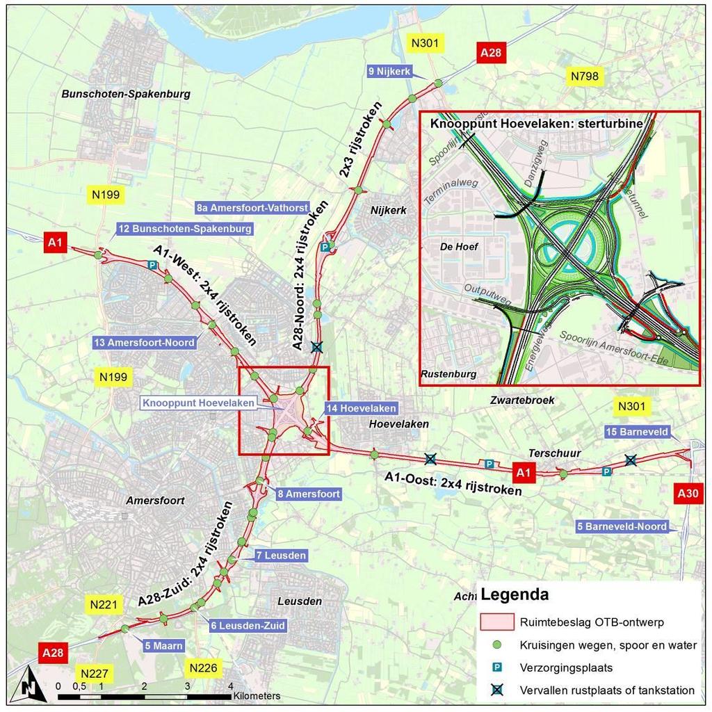 Tabel 2 Aanpassingen infrastructuur Wegvak Betreft Van (Huidig) Naar A1-West A1 Bunschoten - knp.