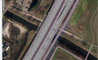 - Nieuwe vide (voorzien van looprooster) tussen HRL en afrit naar Arnhemseweg van ca. 1,40 m breed.