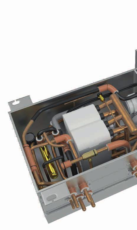 Het hart van de R2-serie voor Hybrid VRF: De Hybrid BC-controller De Hybrid BC-controller verbindt de buitenunit met de binnenunits en maakt warmte-uitwisseling mogelijk tussen koelmiddel in het
