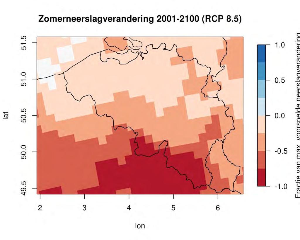 1=maximum increase; 0=no change; -1=maximum decrease Figure 40: Predicted change in summer precipitation MOHC, RCP8.