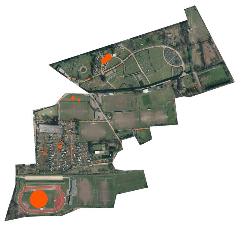 Gebruik 8% 5 9% 5% Slechts 9% van de bevraagde bezoekers blijkt het hele park te bezoeken. Meer dan de helft van de bezoekers (56%) komt specifiek voor de sportvelden naar Ruggeveld.