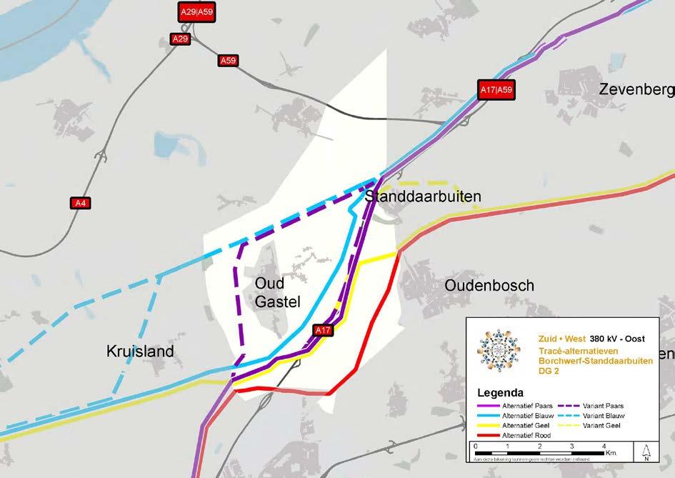 de kernen Kruisland en Lepelstraat worden dan ingesloten tussen twee hoogspanningsverbindingen; deze varianten zijn een aantasting van de (dorps)silhouetten van Lepelstraat en Kruisland; de varianten