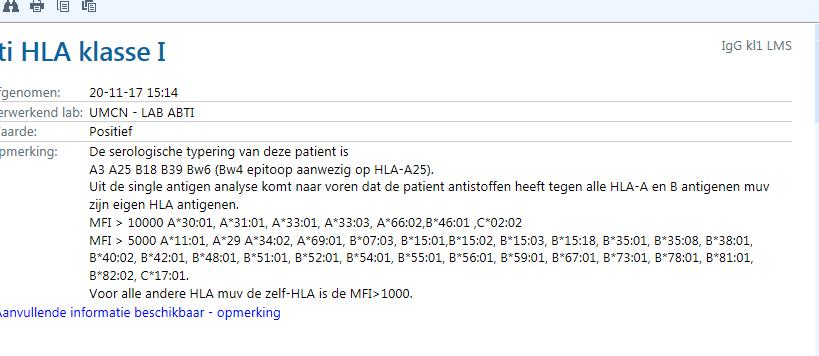 Casus: beloop HLA antistoffen aantoonbaar Auto-antistoffen tegen trombocyten aantoonbaar Anti-HPA-3a/anti-HPA-2b