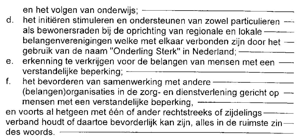 De LFB kent de volgende statutaire doelstelling: Structuur organisatie De LFB is een vereniging waar belangenverenigingen Onderling Sterk van mensen met een verstandelijke