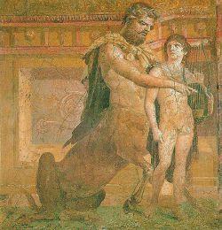 Mythologie Achilles krijgt les van In de Griekse mythologie is koning van de Centaurs. Hij is half mens half paard, wijsgeer en healer.