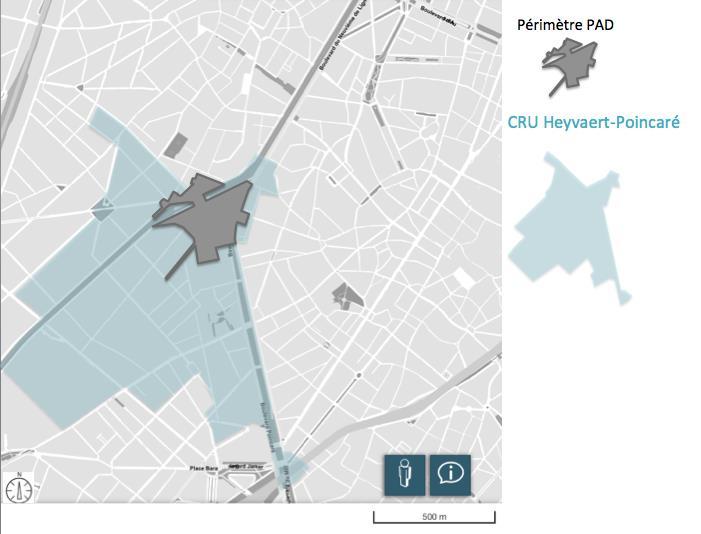 3.6.7.4.2 Het stadsvernieuwingscontract (SVC) Heyvaert-Poincaré 45 2017-2024 De perimeter van het RPA ligt binnen het SVC Heyvaert-Poincaré (cf. afbeelding infra).