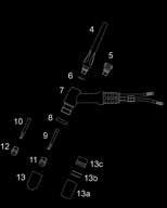 Omschrijving Aantal 4 8030020 Elektrodekap lang TIG20-40 0 5 80300200 Elektrodekap kort TIG20-40 0 6 80300223 O-ring Elektrodekap TIG20-40 7 80400425 Voorstuk TIG45 8 * D 80300239 Isolatiering TIG 45