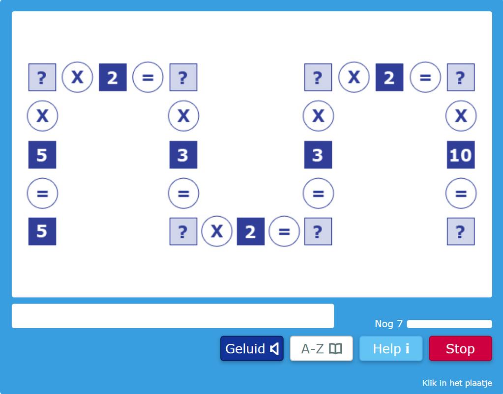 Een voorbeeld van het oefenen in een tafelpuzzel bij oefening J9. 16.