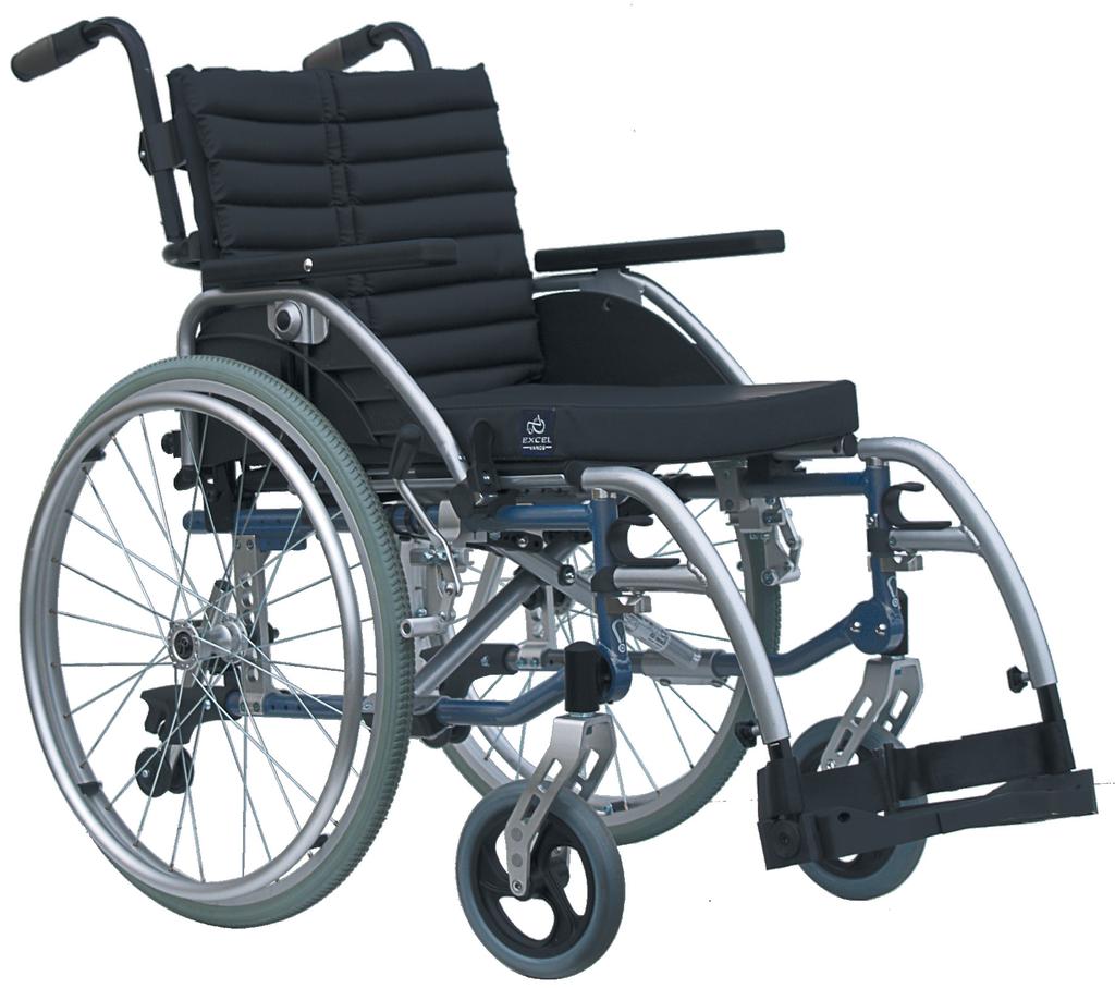 Excel G5 Modulair Lichtgewicht modulaire rolstoel met een lichtgewicht frame Silver Seating Compatible In hoogte verstelbare duwhandvatten, tevens ook wegdraaibaar Rugleuning voorzien