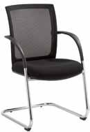 Zeer stabiele uitvoering. Chroom frame. Zwarte stoffering. Vergaderstoel model LYNX Stapelbare stoel.