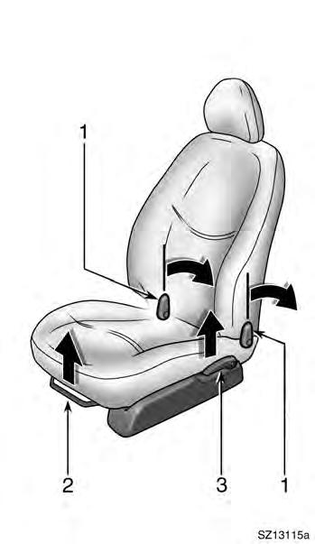 STOELEN, VEILIGHEIDSGORDELS, STUURWIEL EN SPIEGELS 53 Voorzorgsmaatregelen bij het afstellen van de stoel Stel de bestuurdersstoel zo in dat de pedalen, het stuurwiel en de bedieningsorganen