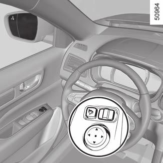 SPIEGELS (1/2) B A 1 2 Inklapbare buitenspiegels De spiegels klappen automatisch in als de auto wordt vergrendeld via de knop op de RENAULT-card of de handsfree vergrendeling op afstand.