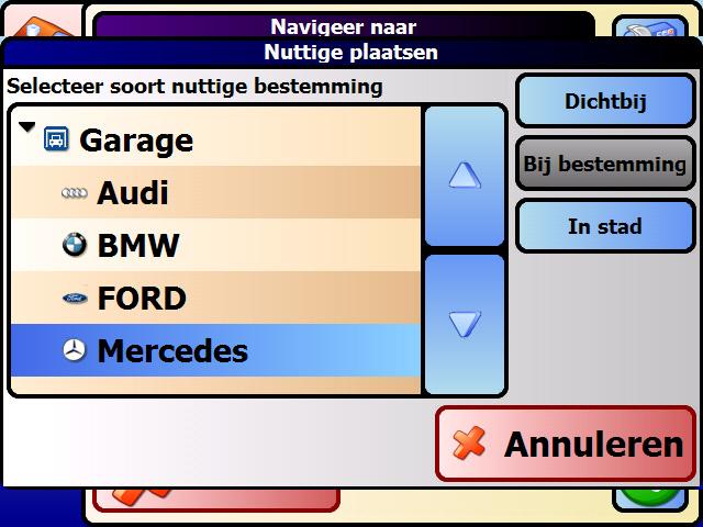 Als u bijvoorbeeld op garage klikt dan opent zich onderstaand