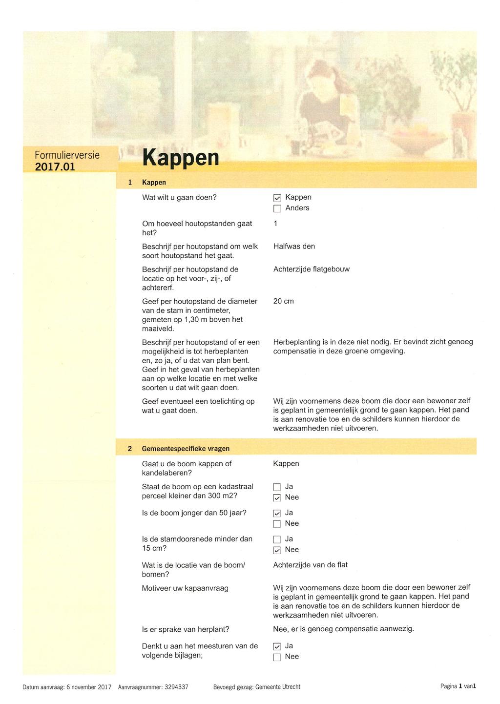 Formulierversie 2017.01 Kappen 1 Kappen Wat wilt u gaan doen? Om hoeveel houtopstanden gaat het? Beschrijf per houtopstand om welk soort houtopstand het gaat.