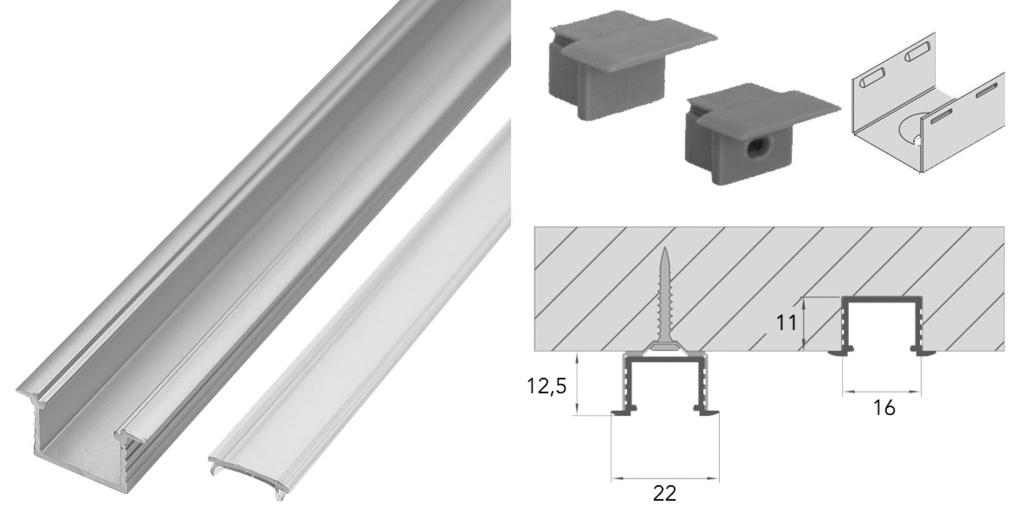 Verlichting FLEXIBELE LED VERLICHTING PROFIELEN VOOR FLEXIBELE LED VERLICHTING Opbouw/inbouwprofiel type LL-05 voor flexibele Led verlichting - profiel voor in- of opbouw - eindkappen en afdekprofiel