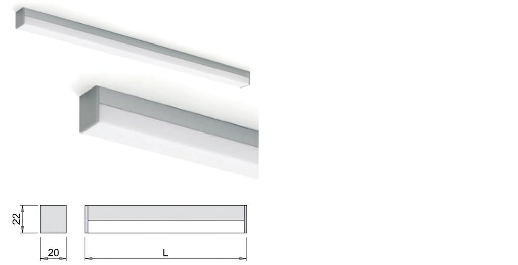 Verlichting Opbouwprofiel type Twig XO voor flexibele Led verlichting - profiel voor opbouw - eindkappen, afdekprofiel en bevestigingen afzonderlijk te bestellen - opbouw- en afdekprofiel per stuk (1