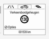Wanneer u een andere pagina op het menu Driver Information Center hebt gekozen en u daarna weer de pagina met de verkeersbordherkenning kiest, wordt het laatst herkende