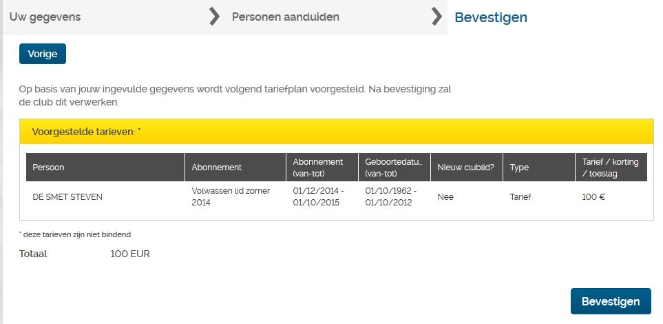 Op basis van jouw ingevulde gegevens doet het programma voor jou een voorstel. Indien het tarief uniek is (Bv.