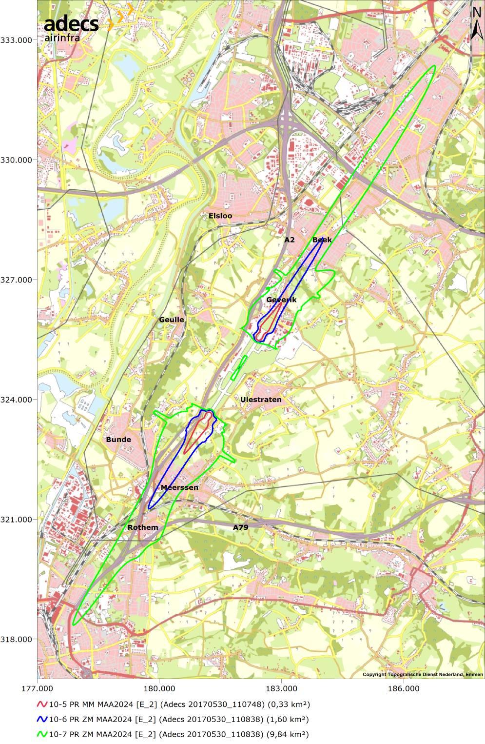 Figuur 7 Totaaloverzicht EV-contouren voor de