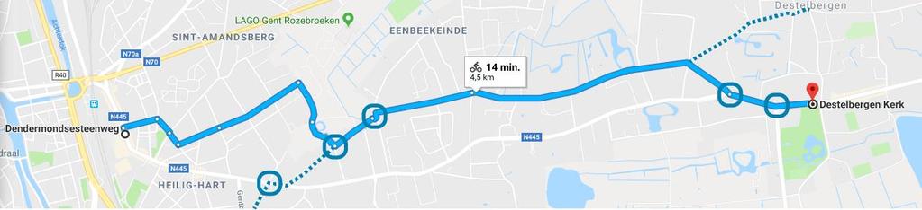 Voordelen van de voorgestelde route: Door deze route te optimaliseren kan er een veilige en comfortabele fietsroute gecreëerd worden voor functioneel woon-werkverkeer ten noorden van de N445