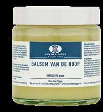 BALSEM VAN DE HOOP Een multifunctionele balsem met etherische oliën die verwarmende eigenschappen hebben en de doorbloeding bevorderen.